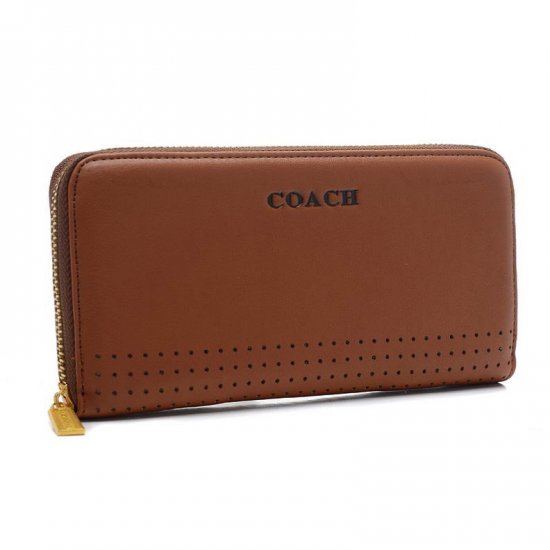 Coach Madison Perforated Large Brown Wallets BVV | Women - Click Image to Close